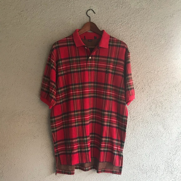 red plaid polo